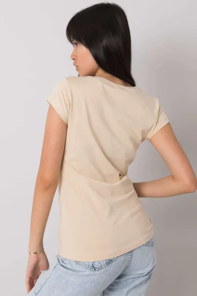 Béžové dámské tričko s lebkou FPrice