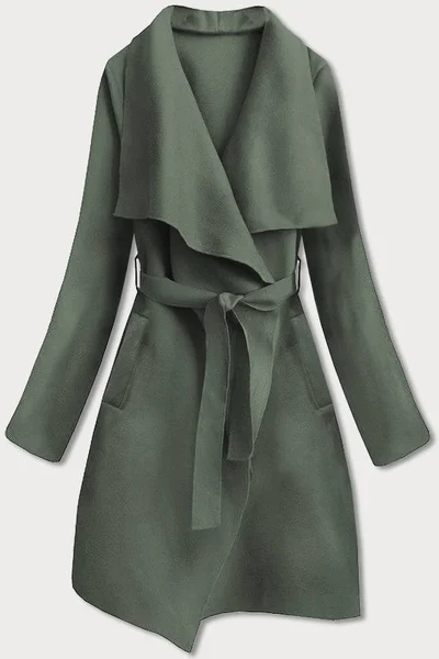 Minimalistický dámský kabát v khaki barvě I170 MADE IN ITALY