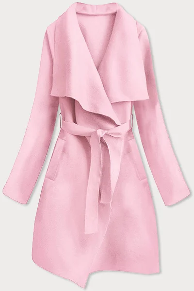 Minimalistický dámský kabát v růžové růžové barvě D986 MADE IN ITALY