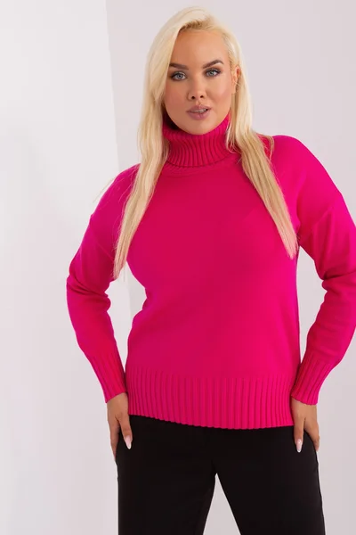 Dámský plus size fuchsiový svetr s viskózou FPrice