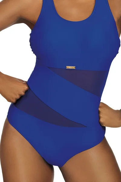 Dámské jednodílné plavky zdobené síťovinou plus size Self