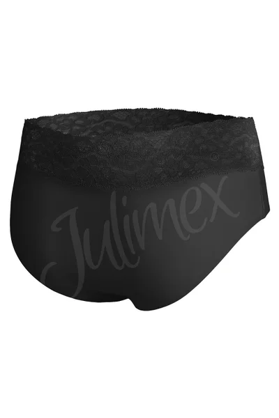 Pohodlné bezešvé černé kalhotky s krajkou Julimex
