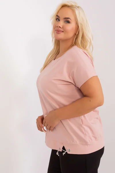 Světle růžové dámské volné tričko FPrice univerzální velikost