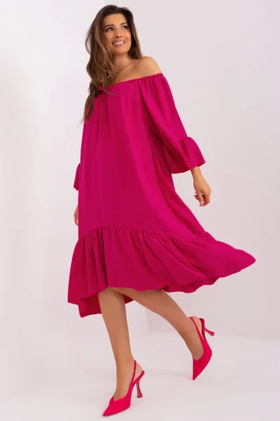 Tmavě růžové volné vzdušné šaty ITALY MODA