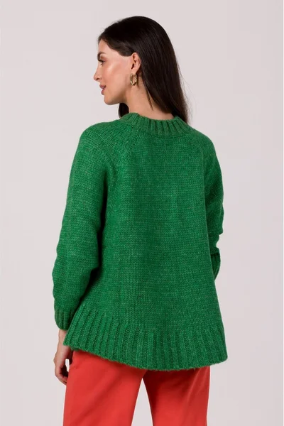 Zelený pletený oversize svetr BeWear