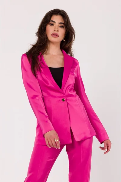 Tmavě růžové módní vypasované dámské sako Makover