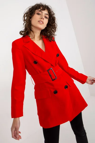 Dámský červený kabát s podšívkou Yups