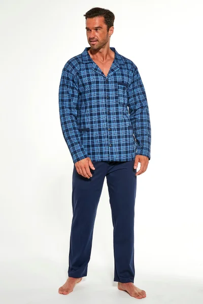 Pánské rozepínací pyžamo Cornette IG987 HI423 3XL-5XL (v barvě tmavě modrá)