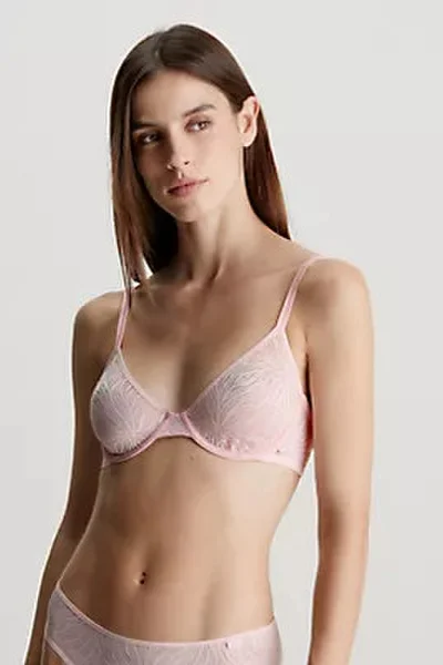 Světle růžová dámská vzorovaná podprsenka Calvin Klein
