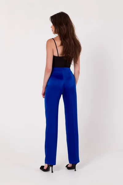 Královsky modré dámské stylové kalhoty Makover rovný střih