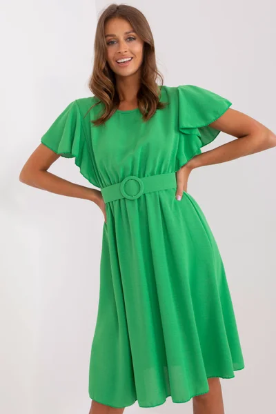 Zelené dámské šaty s opaskem ITALY MODA