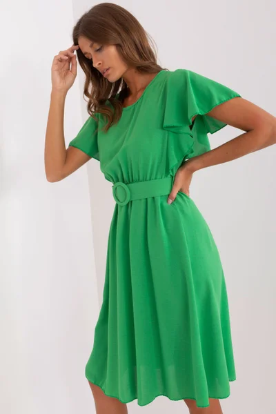 Zelené dámské šaty s opaskem ITALY MODA