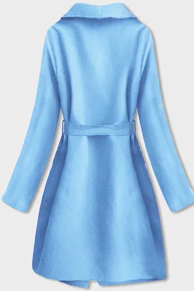 Světle modrý měkký kabát s velkým límcem MADE IN ITALY