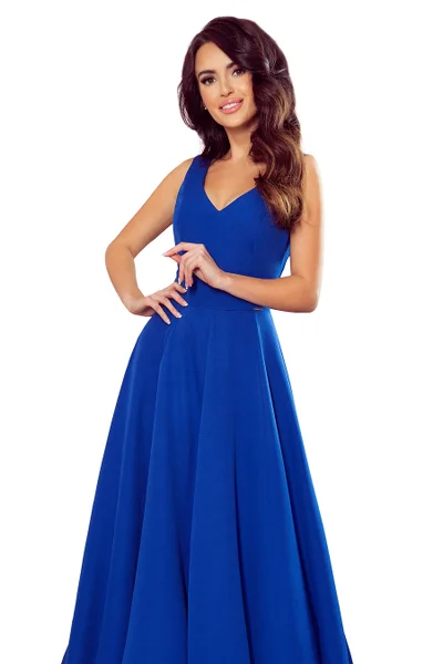 Královsky modré dlouhé šaty  Numoco 246-3