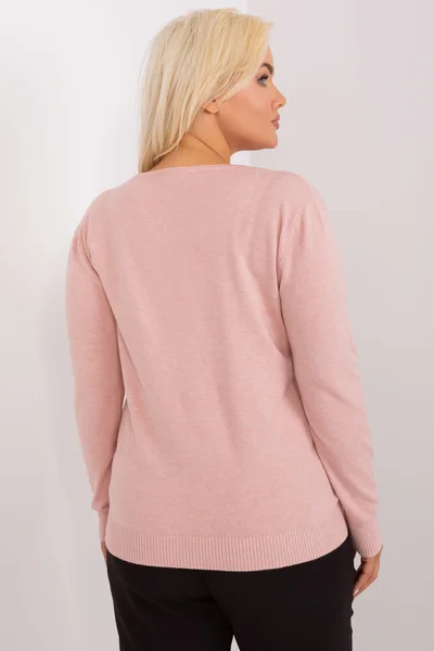 Dámský plus size růžový kardigan s knoflíky FPrice