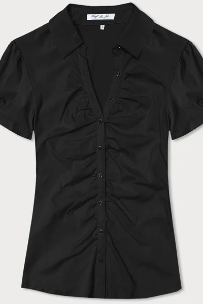 Elegantní dámská černá košile s řasením Forget me not FASHION