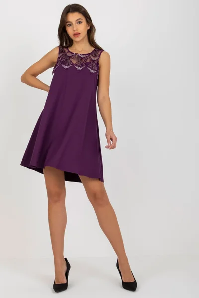 Volné fialové šaty bez rukávů Numero