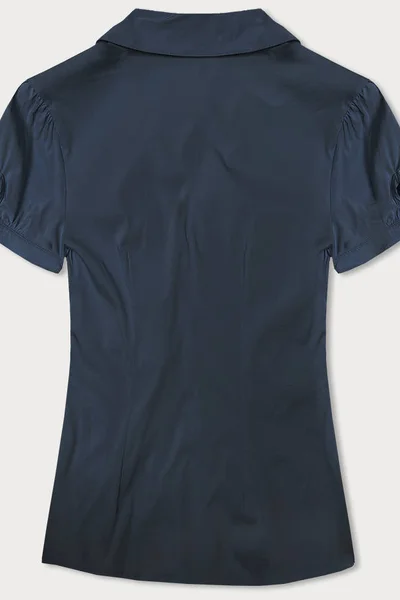 Tmavě modrá dámská košile s řasením s krátkým rukávem Forget me not FASHION