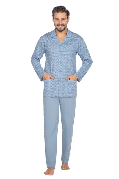 Pánské bavlněné pyžamo s propínací košilí Regina