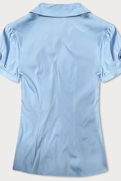 Bledě modrá dámská propínací košile s řasením Forget me not FASHION