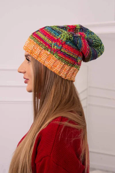 Pruhovaná barevná dámská beanie čepice Kesi