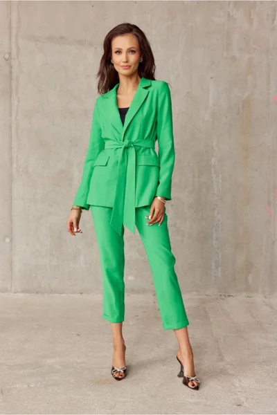 Výrazné zelené dámské sako s páskem Roco Fashion