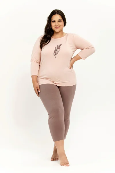 Dámské bavlněné pyžamo plus size Taro 3/4 střih