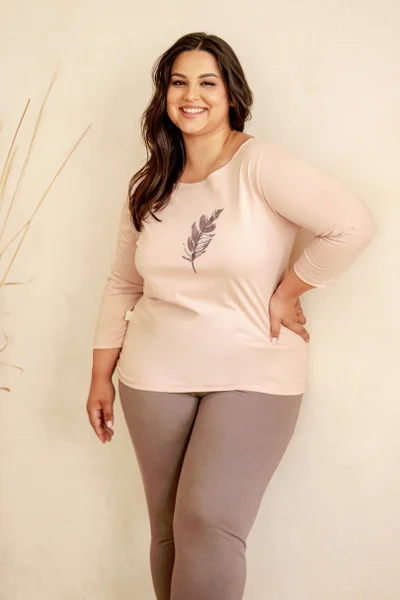 Dámské bavlněné pyžamo plus size Taro 3/4 střih