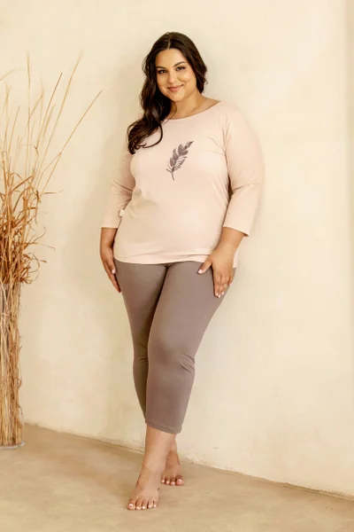 Dámské bavlněné pyžamo plus size Taro 3/4 střih