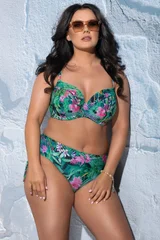 Zelená vzorovaná bikiny podprsenka plus size Ava