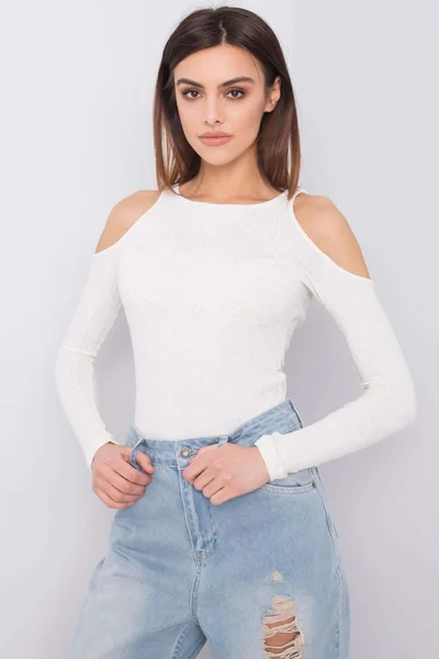 Elegantní dámské bílé tričko s holými rameny FPrice