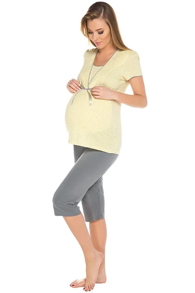 Bavlněné dvoubarevné pyžamo pro těhotné Italian Fashion
