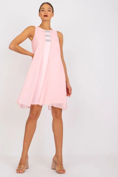 Lehké světle růžové splývavé dámské šaty FPrice