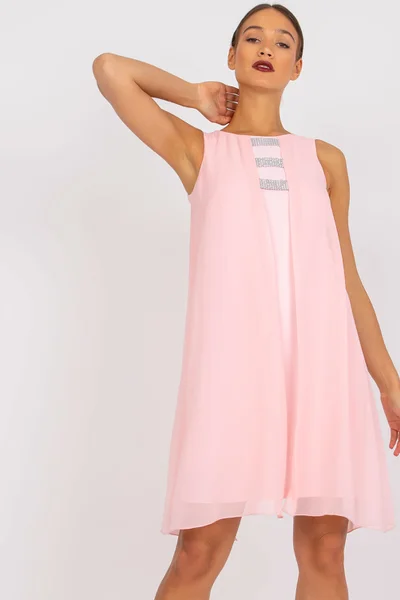Lehké světle růžové splývavé dámské šaty FPrice