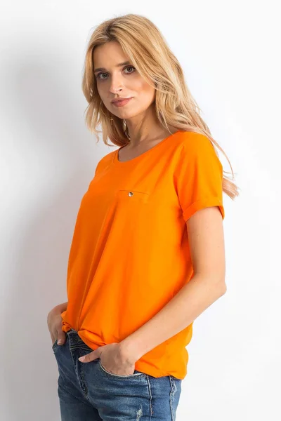 Dámské základní fluo oranžové bavlněné triko pro ženy FPrice