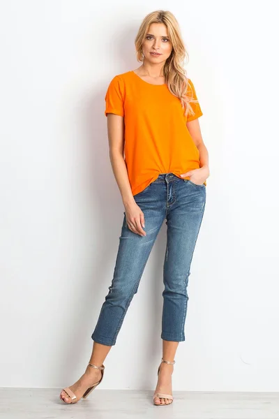 Dámské základní fluo oranžové bavlněné triko pro ženy FPrice