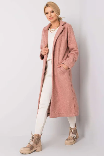 Pudrově růžový bouclé kabát RUE PARIS