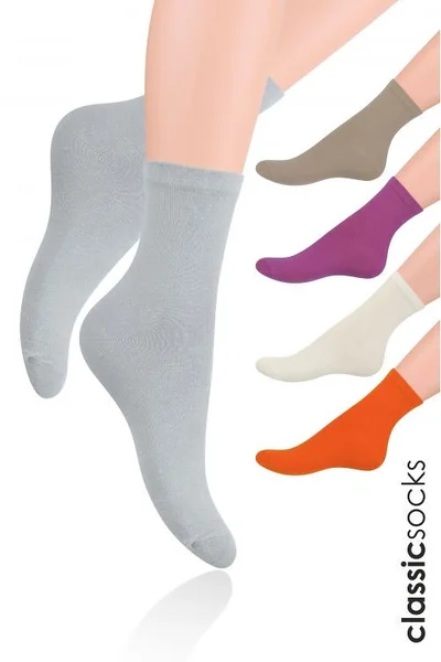 Hladké dámské bavlněné ponožky Steven art.037