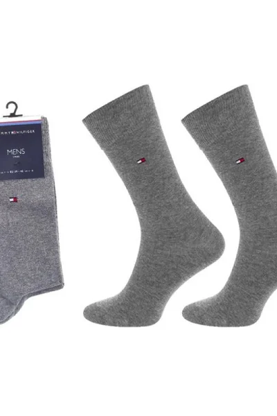 Vysoké pánské ponožky Tommy Hilfiger 2 páry šedé