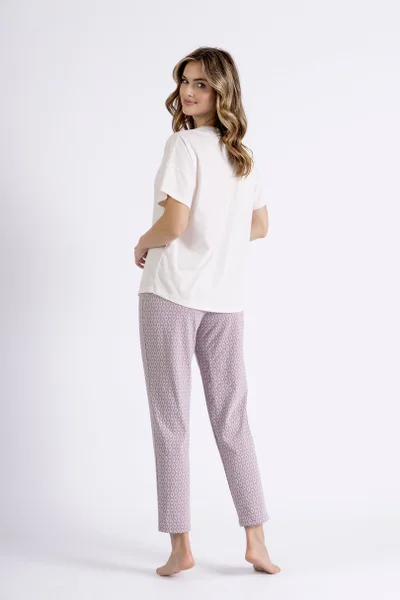 Bílo-šedé dámské pyžamo z bavlny LEVEZA