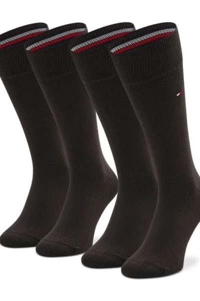Černé pánské vysoké ponožky 2 páry Tommy Hilfiger