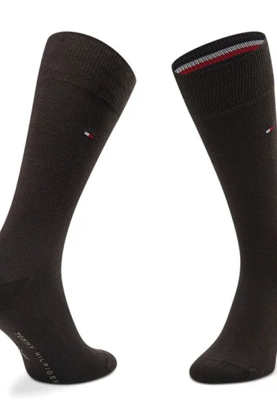 Černé pánské vysoké ponožky 2 páry Tommy Hilfiger
