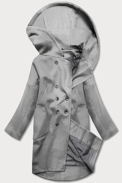 Dámský kabát plus size s kapucí IX462 ROSSE LINE