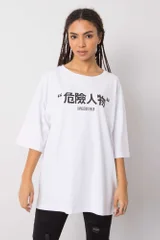 Oversize dámské bílé tričko s nápisem FPrice