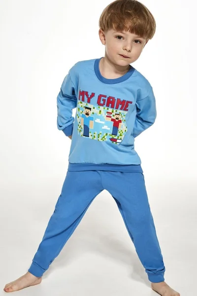 Modré pyžamo pro chlapce s potiskem Cornette