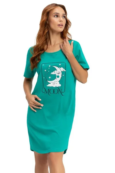 Smaragdově zelená dámská noční košile z bavlny Luna