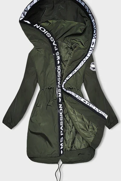 Khaki lehký přechodový kabát s výraznými lemy Miss TiTi