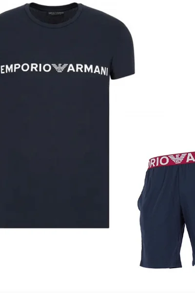 Pánské pyžamo krátké - G471 GE421 G71 - tmmodré - Emporio Armani
