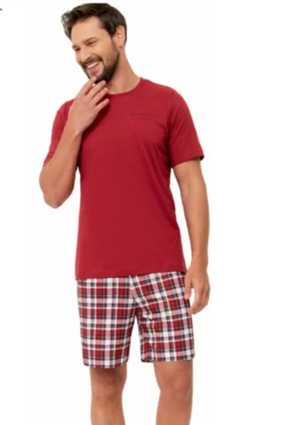Červené pánské pyžamo kostkovaný vzor HOTBERG