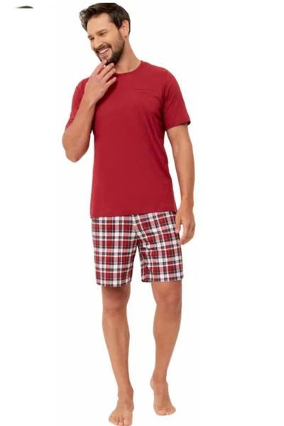 Červené pánské pyžamo kostkovaný vzor HOTBERG